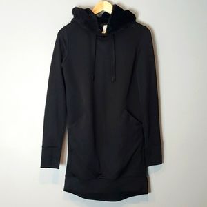 Athleta Triumph Luxe Shine Black Hoodie Dress XS